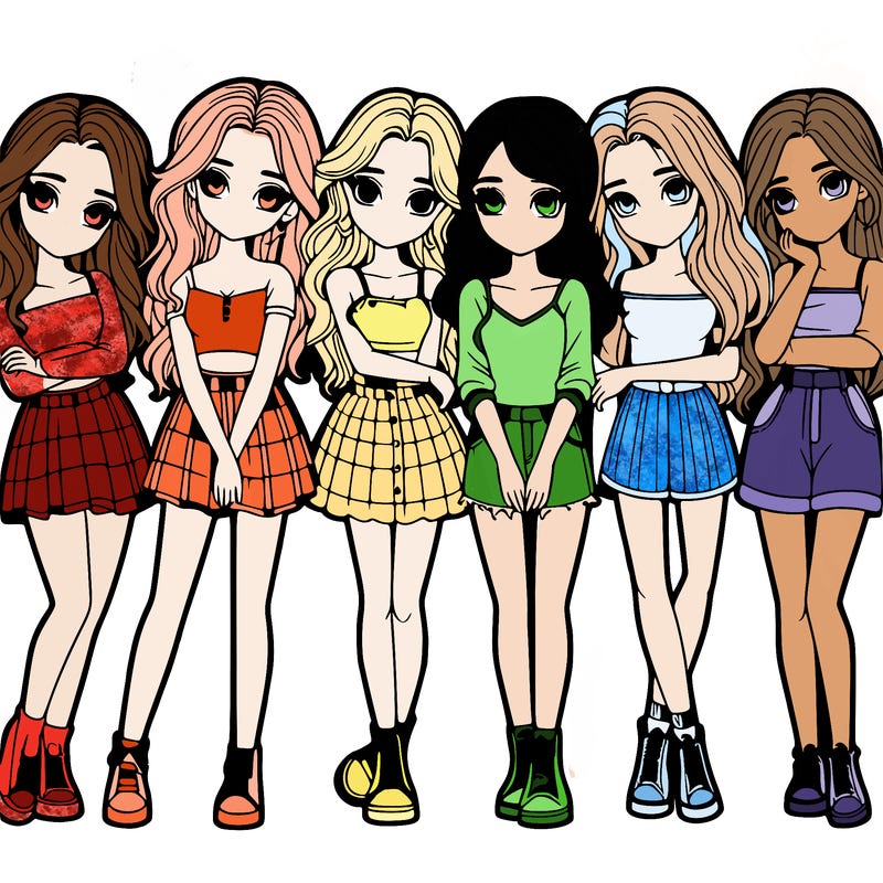 a group of girls realistic