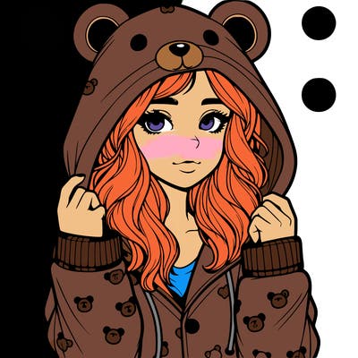 realistic girl in a animal pjs hoodie