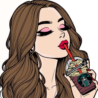 realistic girl drinking starbucks