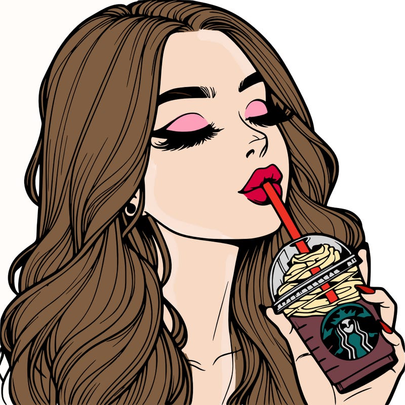 realistic girl drinking starbucks