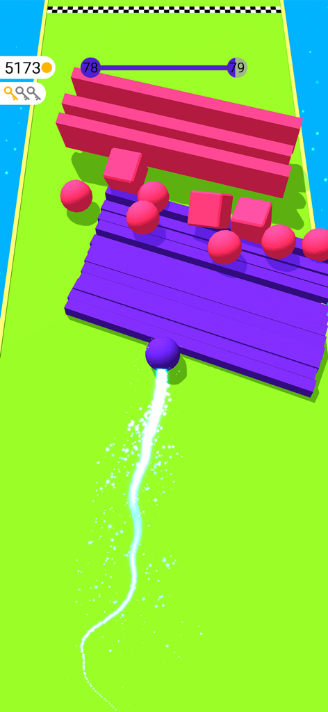 A purple ball navigating through obstacles in the Color Bump 3D mobile game
