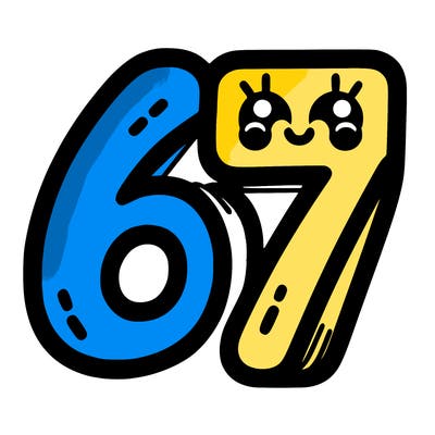 the numbers 67