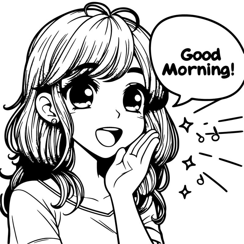 realistic girl saying good morning