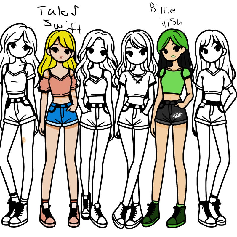 a group of girls wearing crop tops and shorts