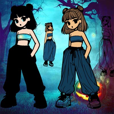 girl in crop topp and baggy pants