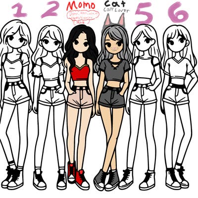 a group of girls wearing crop tops and shorts