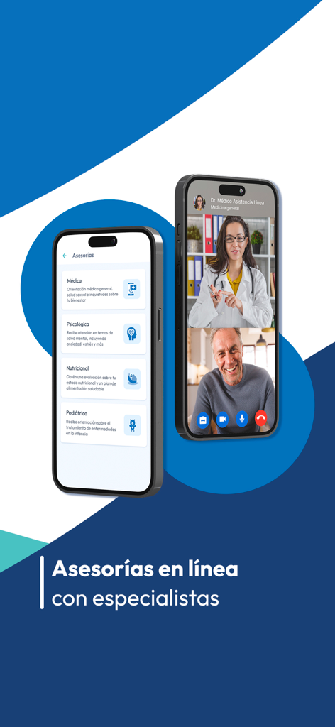 Meddi - Meddi mobile app interface showing categories for online medical consultations and a video call between a doctor and a patient.
