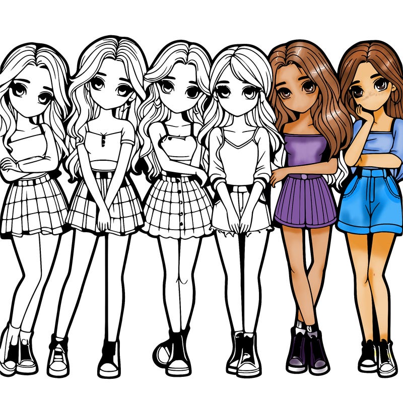 a group of girls realistic