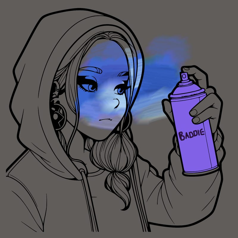 a realistic girl, spray painting