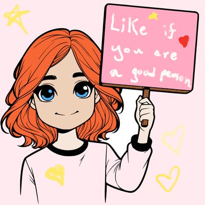 realistic girl holding up a sign