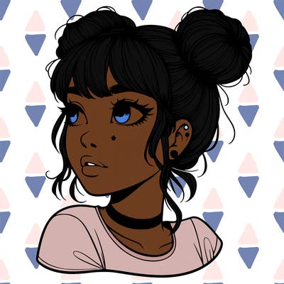 realistic girl with spacebuns