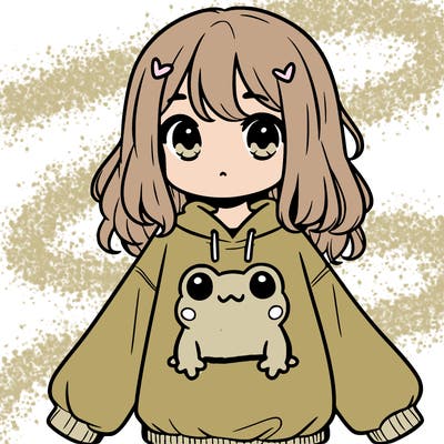 girl wearing frogging sweatshirt