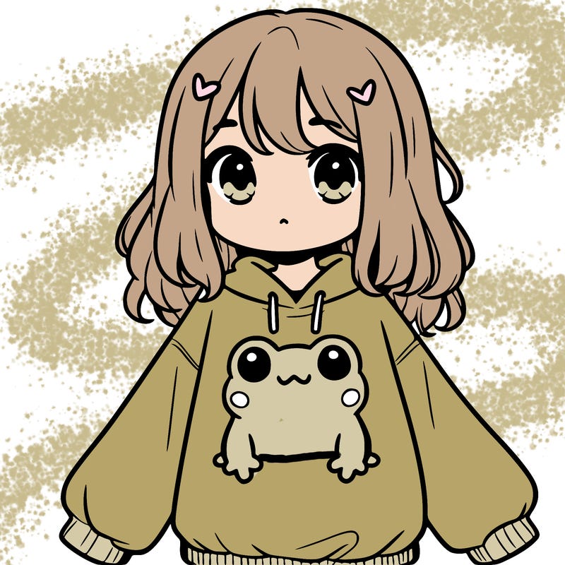 girl wearing frogging sweatshirt