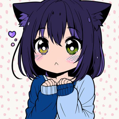 shy anime catgirl