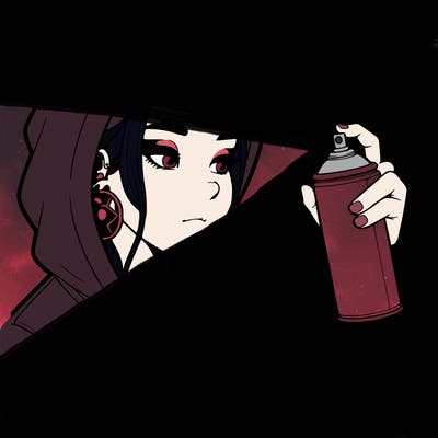 a realistic girl, spray painting