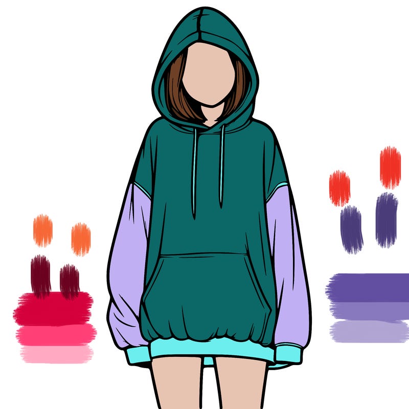 realistic girl in an oversized hoodie and leggings
