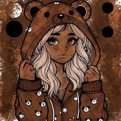 realistic girl in a animal pjs hoodie