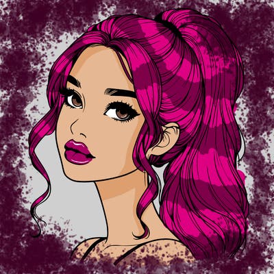 realistic girl with a ponytail on her hair and lips