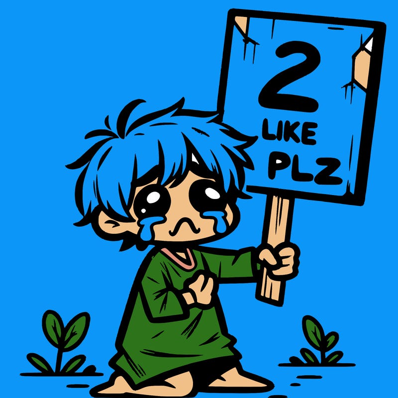 small poor toddler crying with sign that says 2 like plz