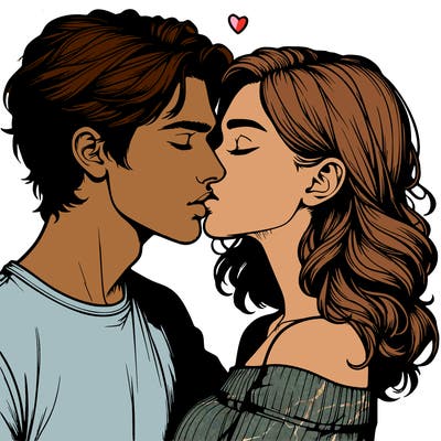 realistic couple kissing