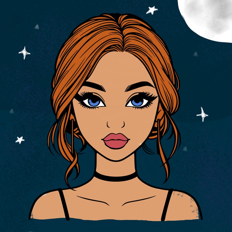 realistic girl with makeup on