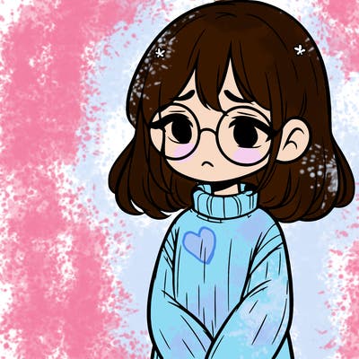 sad girl with glasses in a sweater