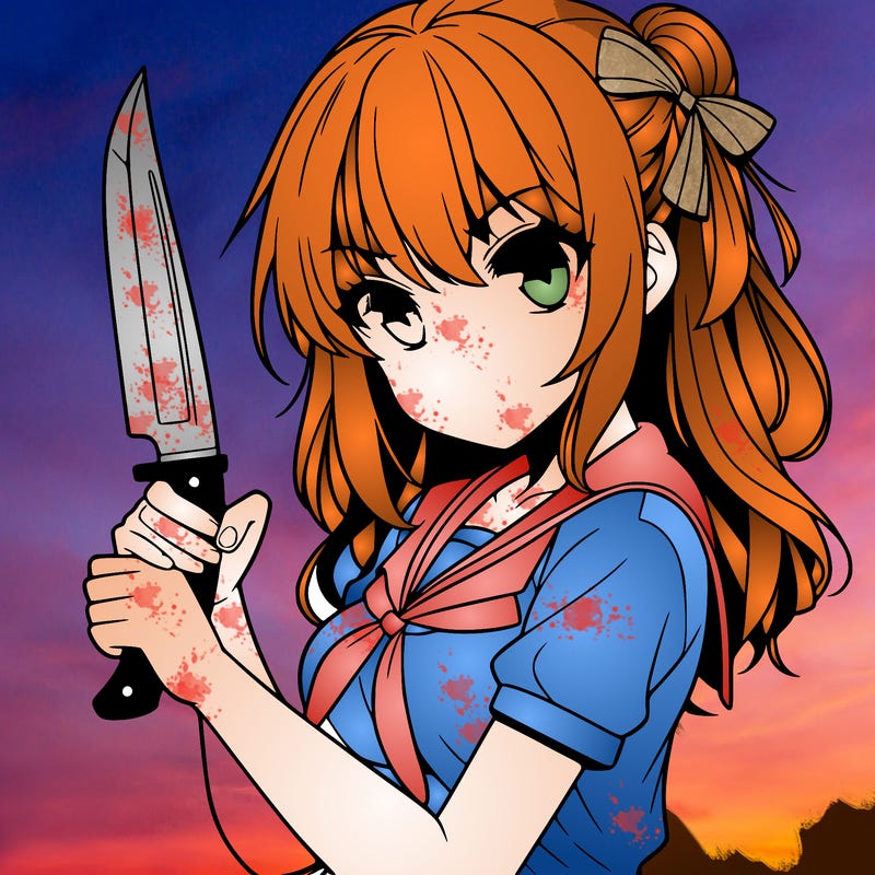 girl holding a knife anime