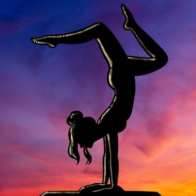 a woman doing a handstand