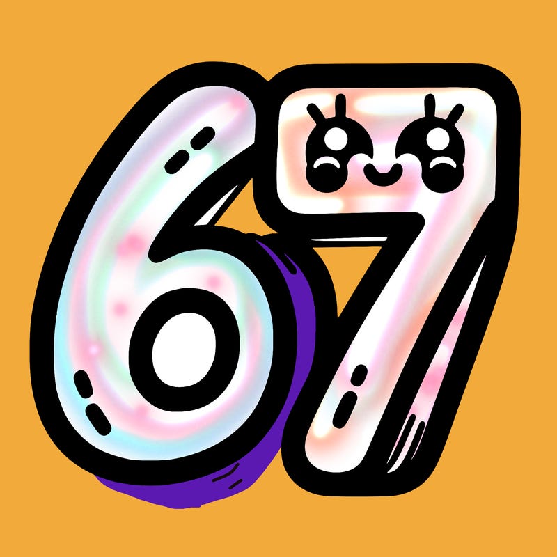 the numbers 67