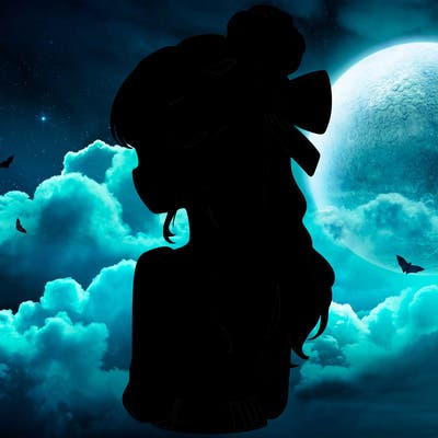 realistic girl  with hip length hair a bun and a big bow on the back of head