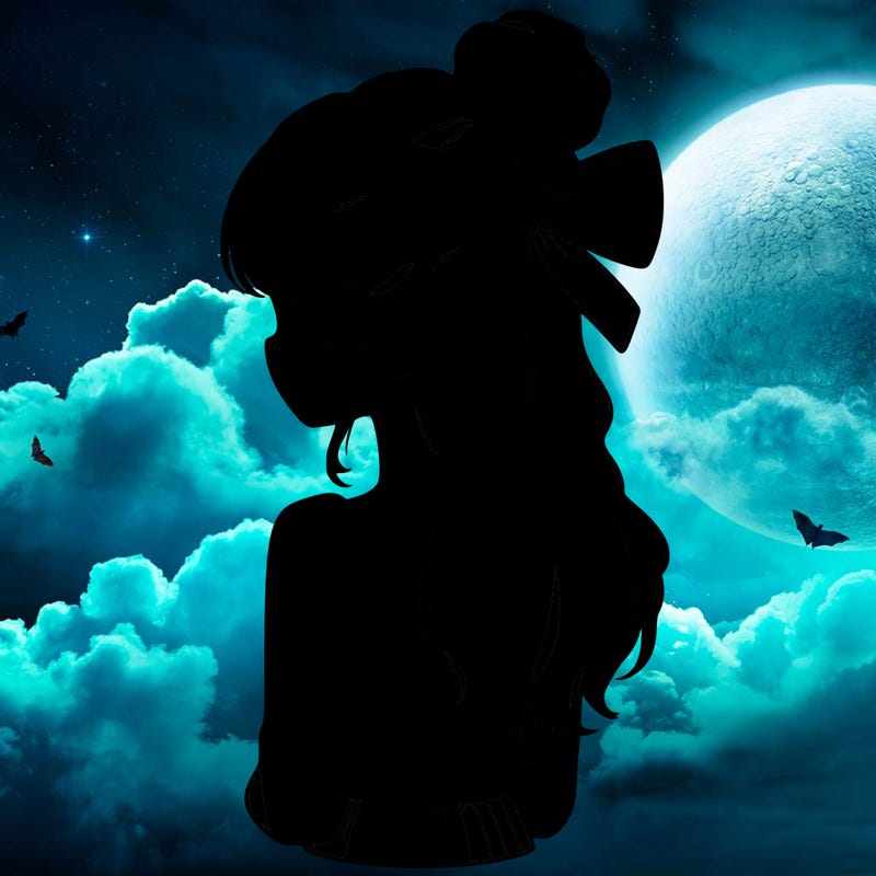 realistic girl  with hip length hair a bun and a big bow on the back of head