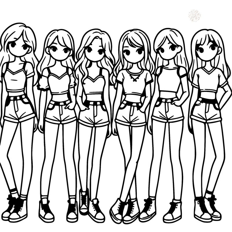 a group of girls wearing crop tops and shorts
