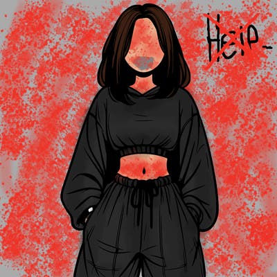 realistic girl faceless with baggy pants and a crop top