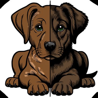 realistic dog split picture