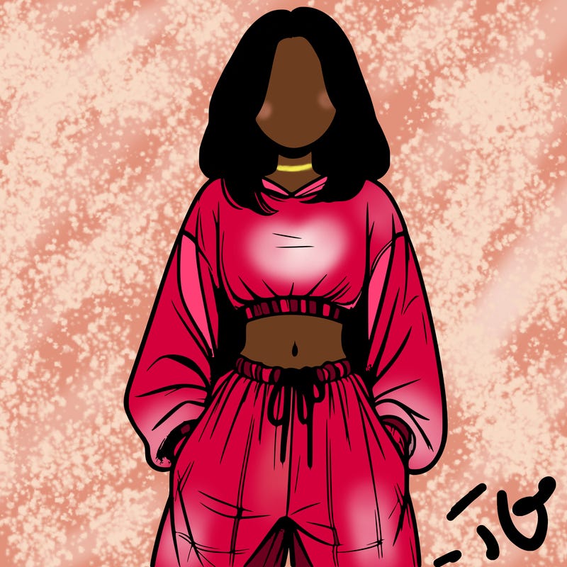 realistic girl faceless with baggy pants and a crop top