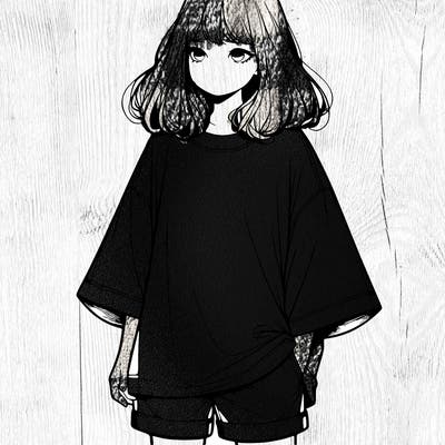 realistic girl with big t shirt and shorts