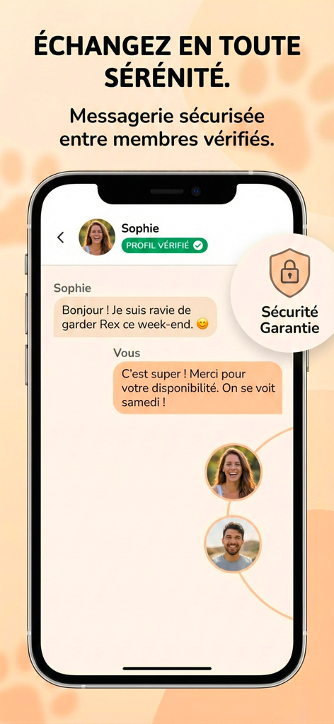 Adopt Animaux - Adopt Animaux 앱에서 검증된 펫 주인과 시터 간의 보안 메시징 인터페이스