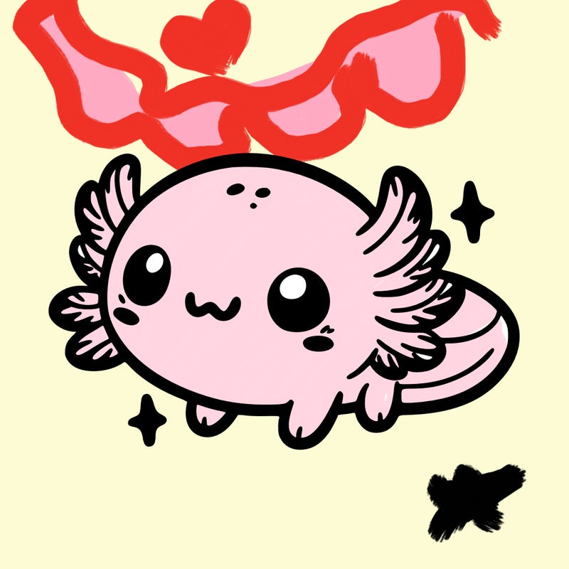 cute easy baby axolotl