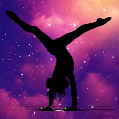 realistic gymnastic hand stand girl in four splits