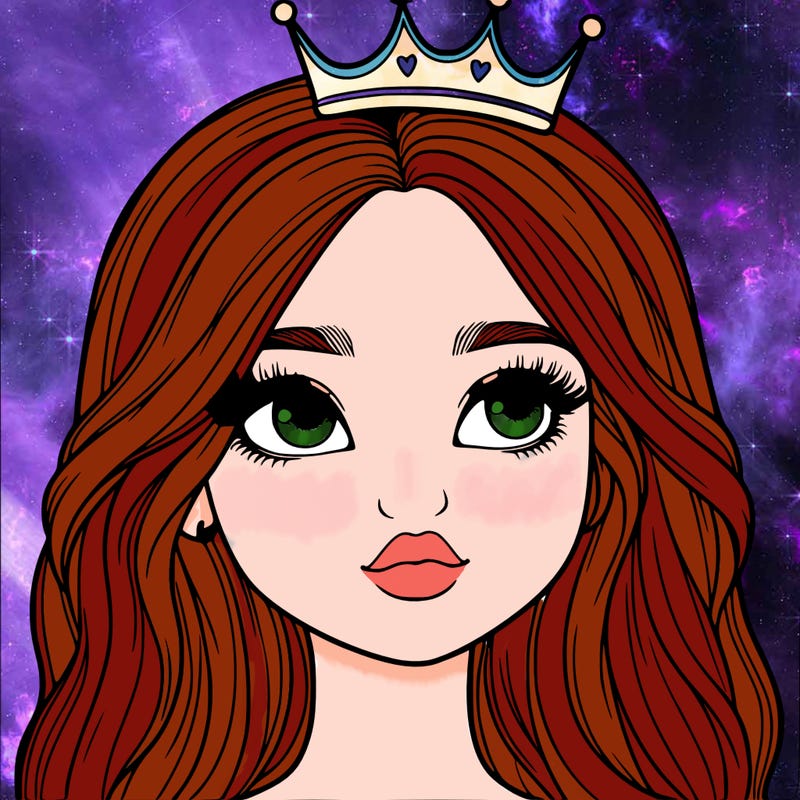 a realistic girl with a crown on