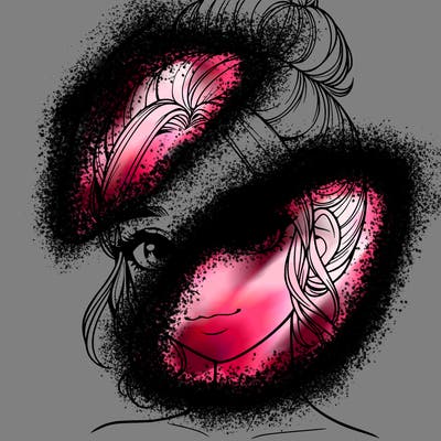 realistic pretty girl with hair in bun