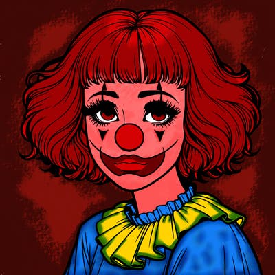 a clown girl realistic