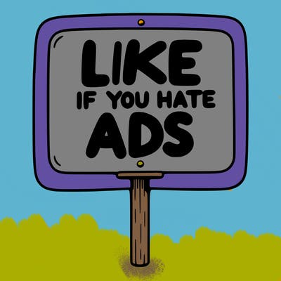 a sign that says like if you hate ads