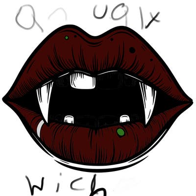 lips with vampire teeth