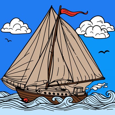 sailingboat in lineart