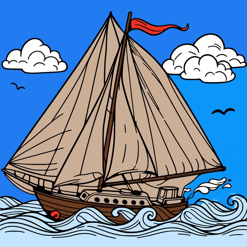 sailingboat in lineart