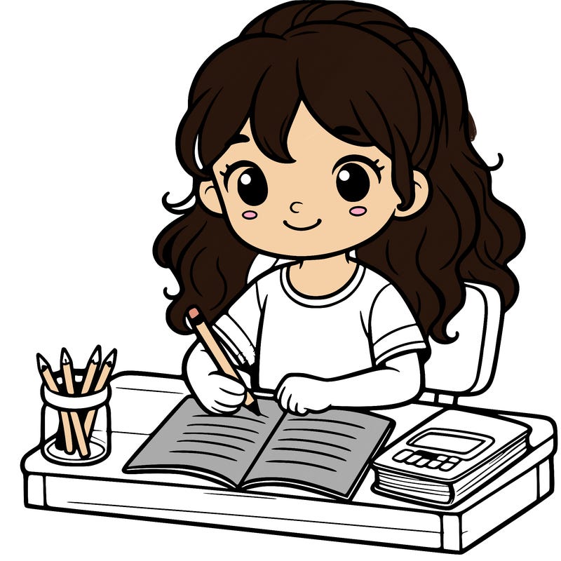 a little girl doing homework