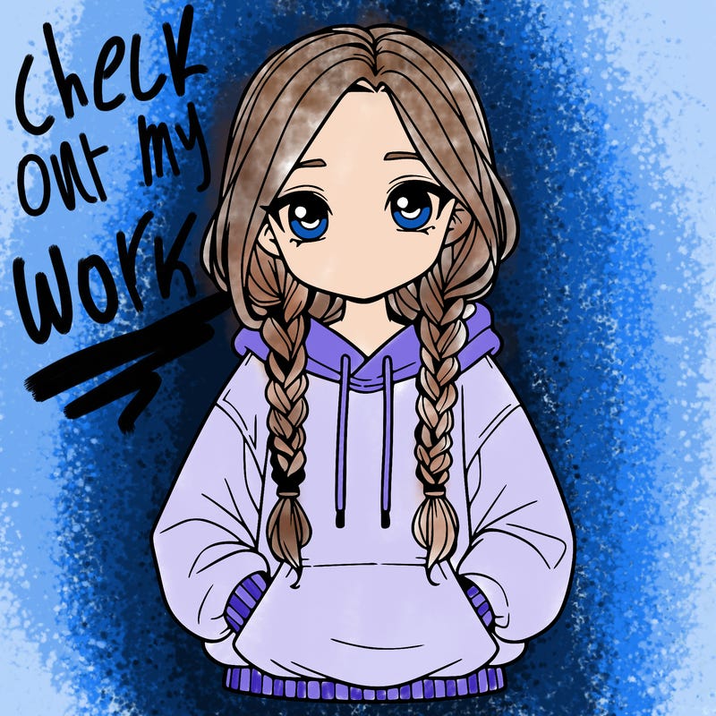 a realistic girl with a oversized hoodie and she has braids