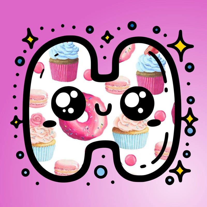 cute bubble letter with the letter h