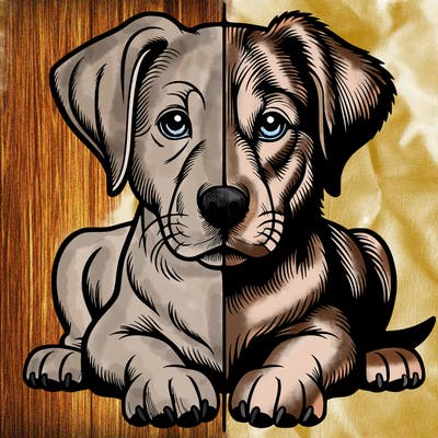 realistic dog split picture